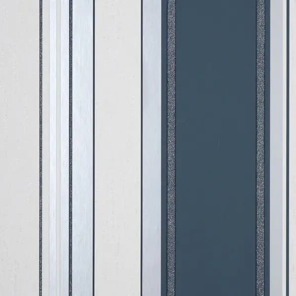 FINE DECOR Fine Decor - Synergy Stripe Navy Blue Silver White Paste The Paper Wallpaper WL-M1720