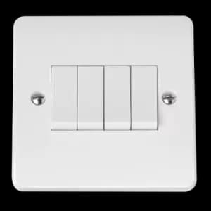 Click Scolmore Mode 10A 4 Gang 2 Way Rocker Switch Polar White - CMA9014