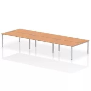 Impulse Bench B2B 6 Person 1600 Silver Frame Office Bench Desk Oak