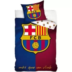 Mes Que Un Club Crest Duvet Cover Set (Single) (Navy/Maroon/White) - Navy/Maroon/White - Fc Barcelona