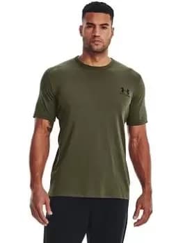 Under Armour Training Sportstyle Left Chest S/s T-Shirt, Khaki, Size XL, Men
