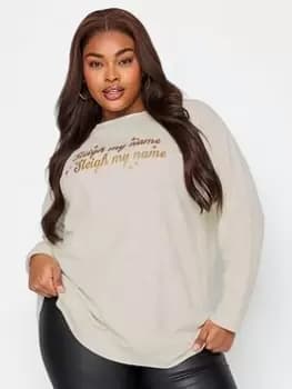 Yours Sleigh My Name Oatmeal Sweatshirt, Natural, Size 18, Women