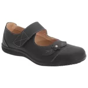 Boulevard Womens/Ladies Touch Fastening Extra Wide Summer Casual Leather Shoes (6 UK) (Black)