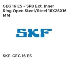 GEG 16 ES - SPB Ext. Inner Ring Open Steel/Steel 16X28X16 MM