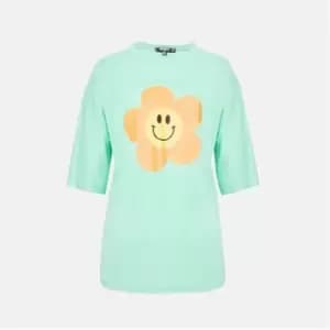 Missguided Plus Size Smiley Graphic Print T Shirt - Green