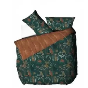 Forest Fauna Duvet Cover Set (King) (Emerald Green) - Emerald Green - Furn