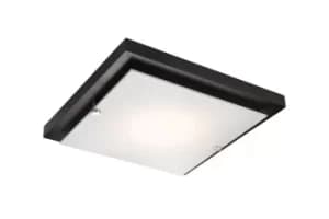 Square Simple Flush Ceiling Light Wenge, 1x E27