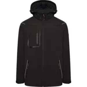 JCB Trade Hooded Softshell Jacket in Black, Size Medium Spandex