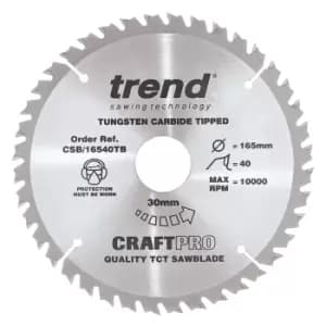 Trend CRAFTPRO Wood Cutting Cordless Saw Blade 165mm 40T 30mm