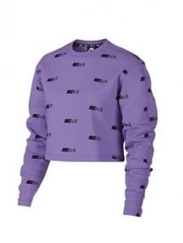 Nike Sportswear Air AOP Crew Sweat - Purple, Size XL, Women