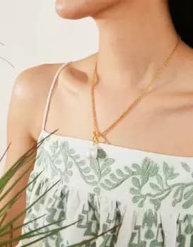 Accessorize Womens 14ct Gold-Plated Baroque Pearl Rope Chain Necklace