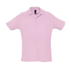 SOLS Mens Summer II Pique Short Sleeve Polo Shirt (M) (Pink)