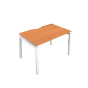 Telescopic Sliding 1 Person Bench with Cut Out and White Frame - 1200mm - Beech
