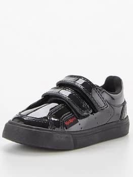 Kickers Tovni Twin Velcro Patent Trainer - Black, Size 10 Younger