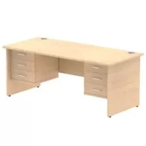 Impulse 1800 Rectangle Panel End Leg Desk MAPLE 2 x 3 Drawer Fixed Ped