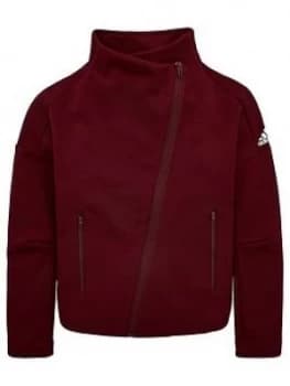 Adidas Youth Id Asymmetric Zip Cover Up - Maroon/White
