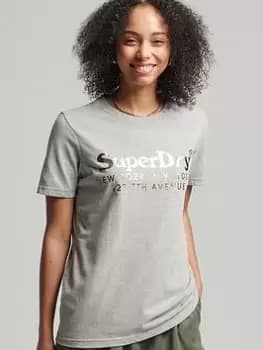 Superdry Vintage Venue T-Shirt - Grey, Size 10, Women