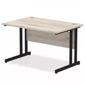 Impulse 1200 x 800mm Straight Desk Grey Oak Top Black Cantilever Leg