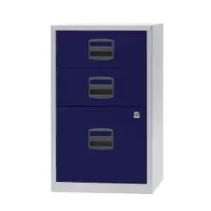 Bisley A4 3 Deep Drawer Filer - Grey Blue