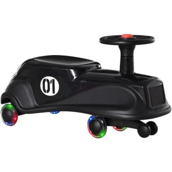 Wiggle Ride On Toy car w/ LED Flashing Wheels Outdoor Vehicle 2-6 Yrs Black - Homcom