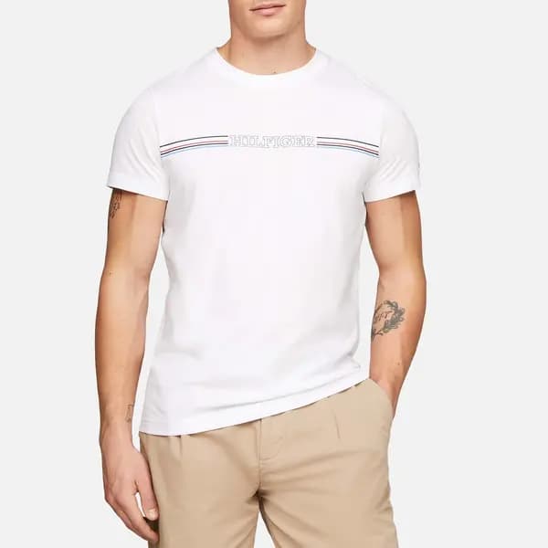 Tommy Hilfiger Striped Slim Fit Cotton T-Shirt - L