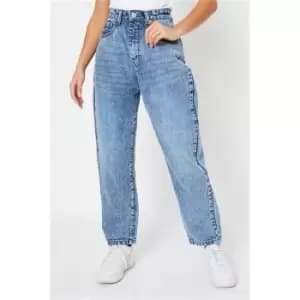 I Saw It First Vintage Wash Petite Vintage Wash Mom Jeans - Blue