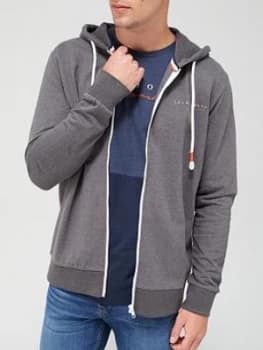 Jack & Jones Clayton Zip Through Hoodie - Light Grey Marl