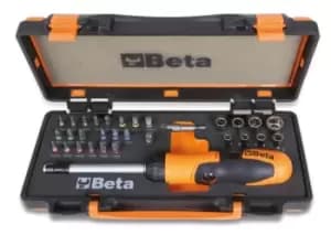 Beta Tools 860/C38P 38pc 1/4" Hex Dr Reversible Ratchet +27 Bits + Accessory Set
