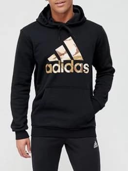 adidas Camo Hoodie - Black, Size 2XL, Men