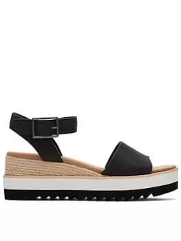 TOMS Toms Diana Leather Wedges - Black, Size 6, Women