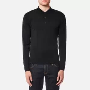 John Smedley Mens Belper Long Sleeve Polo Shirt - Black - S