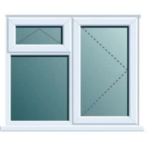 White PVCu RH Side Hung with Top Vent over Fixed Lite Window H970mm W905mm