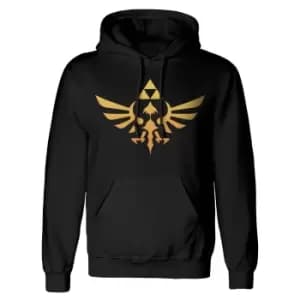 The Legend Of Zelda Unisex Adult Hyrule Logo Pullover Hoodie (L) (Black)