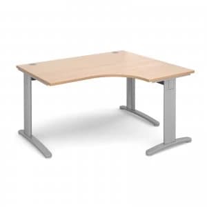 TR10 Deluxe Right Hand Ergonomic Desk 1400mm - Silver Frame Beech Top