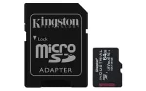 Kingston Industrial microSD 64GB C10 A1 pSLC Card + SD Adapter