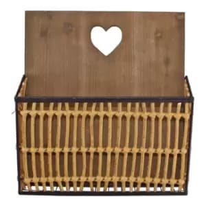Metal & Wicker Wall Hanging Magazine Rack