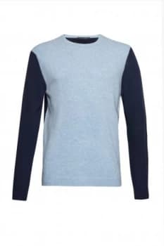 Mens French Connection Lambswool Multi Colour Jumper Blue