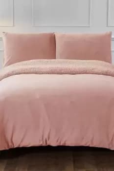 Sherpa Fleece Reverse Duvet Cover with Pillowcase Set