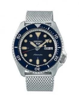 Seiko Seiko 5 Stainless Steel Mesh Navy Dial Bracelet Watch