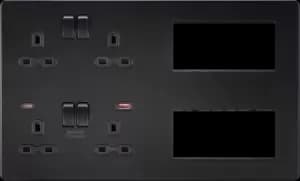 Screwless Combination Plate with Dual USB FASTCHARGE A+C - Matt Black 230V IP20