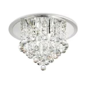 Atla Flush Ceiling 4 Light Polished Chrome, Acrylic Trim, Crystal