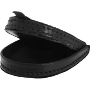 Mens Leather Coin Purse/Tray Wallet (Small) (Black) - Black