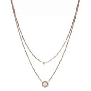 Fossil Double Glitz Rose Gold Tone Steel Necklace