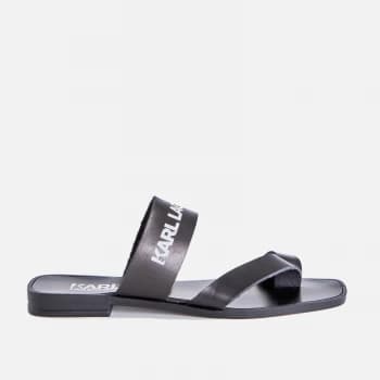 KARL LAGERFELD Womens Skoot II Leather Flat Sandals - Black - UK 3