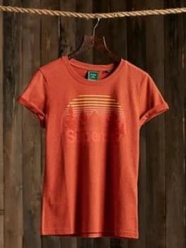 Superdry Core Logo Wilderness T-Shirt, Orange, Size 6, Women
