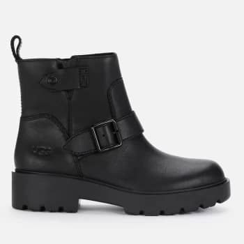 UGG Womens Saoirse Waterproof Leather Biker Boots - Black - UK 7