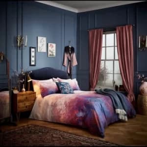 Clarissa Kimono Print Plum 100% Cotton Duvet Cover Set Plum Purple