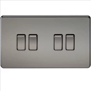 KnightsBridge 10A 4G 2 Way 230V Screwless Black Nickel Electric Wall Plate Switch