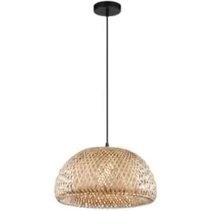 Netlighting Merano Anchorage 39cm Dome Pendant Ceiling Light Bamboo Black LED E2