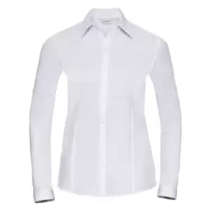 Russell Ladies/Womens Herringbone Long Sleeve Work Shirt (M) (White)